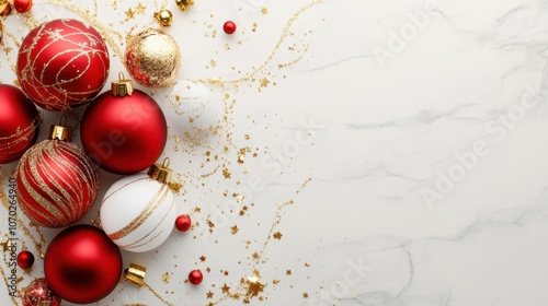 christmas background with golden baubles