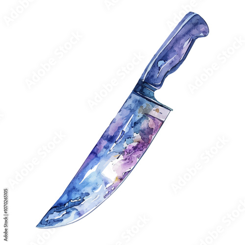 A watercolor vector of a knife, isolated on a white background.