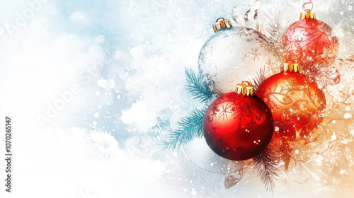 christmas background with golden baubles