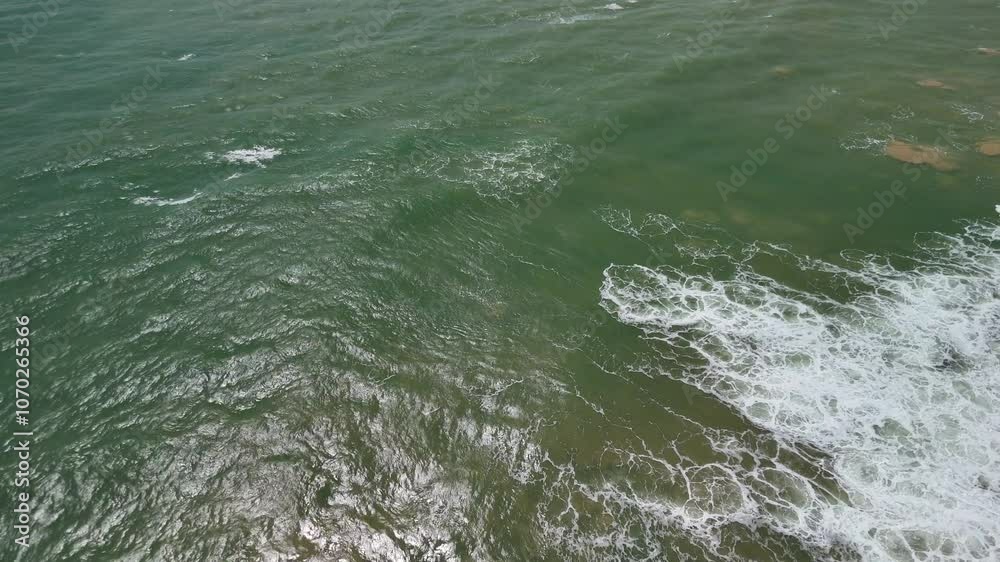 Ocean waves calm sea water turquoise color, aerial drone view above Ocean waves calm sea water turquoise color, aerial drone view above