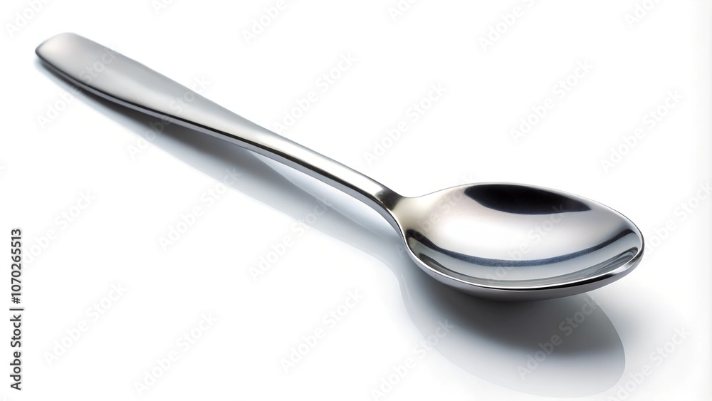 Simple stainless steel teaspoon on a white background. Simple stainless steel teaspoon on a white background.