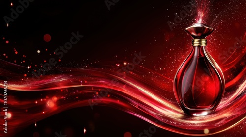 Abstract holiday background with luxury perfume bottle
