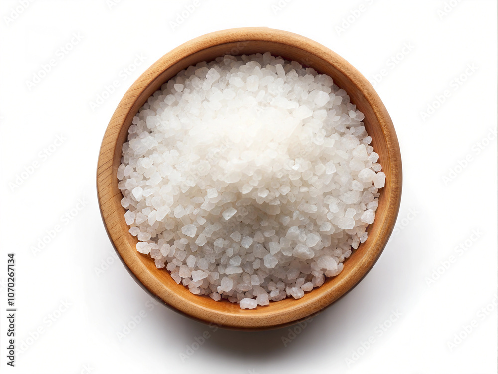 A bowl of salt at white background A bowl of salt at white background