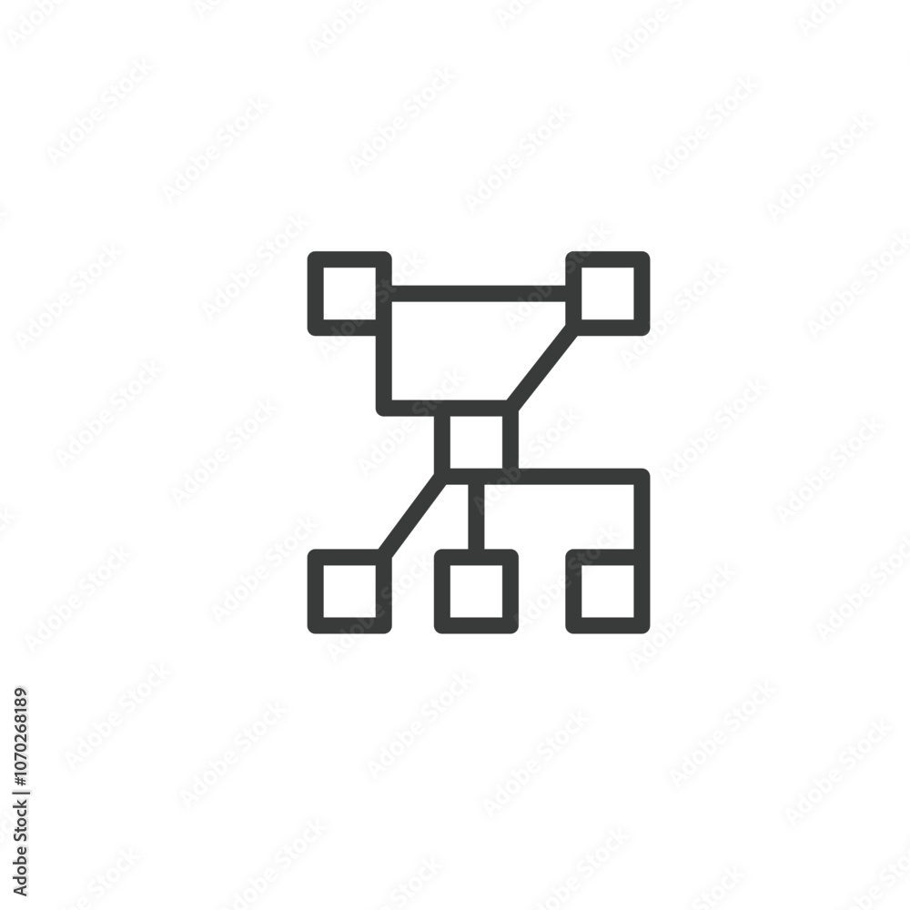 Algorithm, icon in line design. Algorithm, computation, process, logic, system, data, function on white background vector. Algorithm editable stroke icon