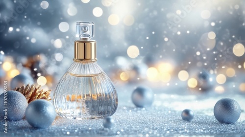 Abstract holiday background with luxury perfume bottle