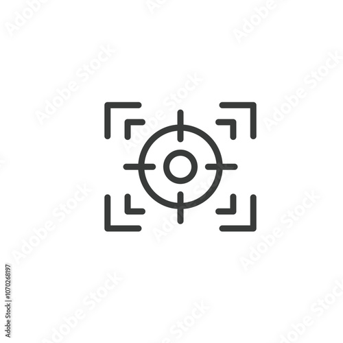 Focus target, icon in line design. Focus, target, aim, precision, goal, center, bullseye on white background vector. Focus target editable stroke icon