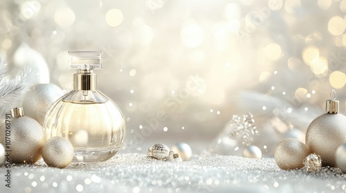 Abstract holiday background with luxury perfume bottle