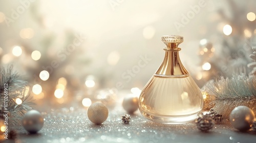 Abstract holiday background with luxury perfume bottle
