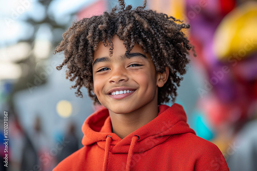 Black teenager boy on a outdoors background