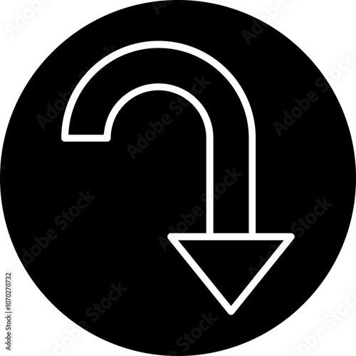 Curved Arrow Down Icon