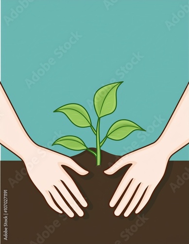 Hands planting plant  photo