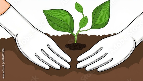 Hands planting plant  photo