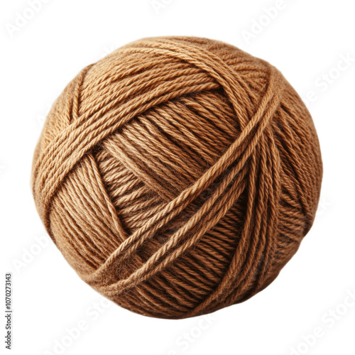Brown ball of yarn isolated on the background. Yarn clipart on a transparent background. Generative AI.