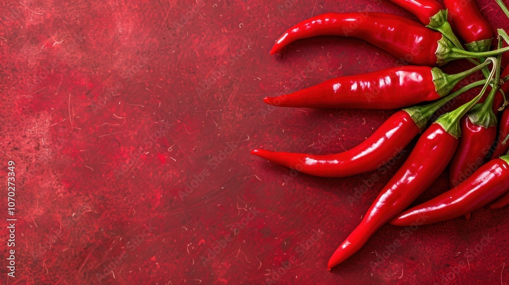 close-up of bright red chili peppers with coffee photo space for text or image. close-up of bright red chili peppers with coffee photo space for text or image.