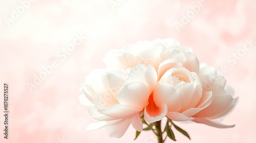 Delicate White Flower with Soft Pastel Pink Background