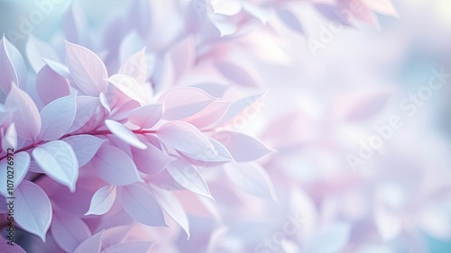 A soft and ethereal cluster of delicate pastel leaves, bathed in the gentle glow of the morning sun