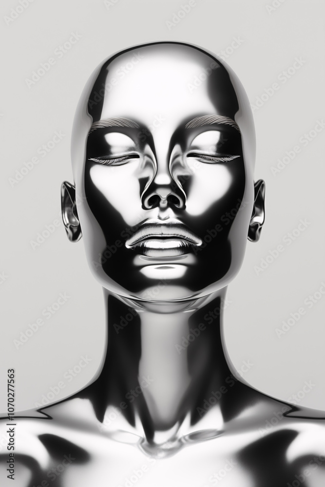 Illustration of a mannequin made of chromed metal. Illustration of a mannequin made of chromed metal.