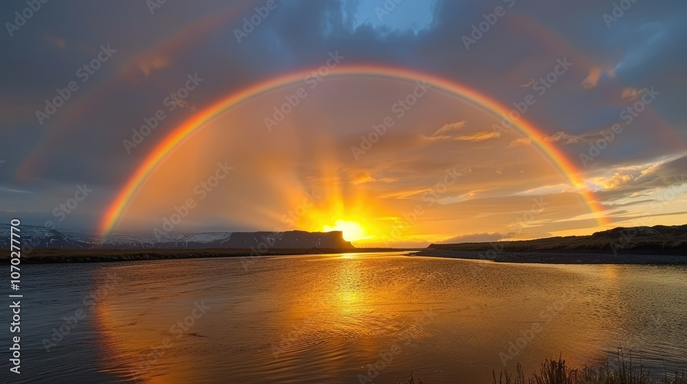 Rainbow over the Krossa River, Porsmoerk Rainbow over the Krossa River, Porsmoerk