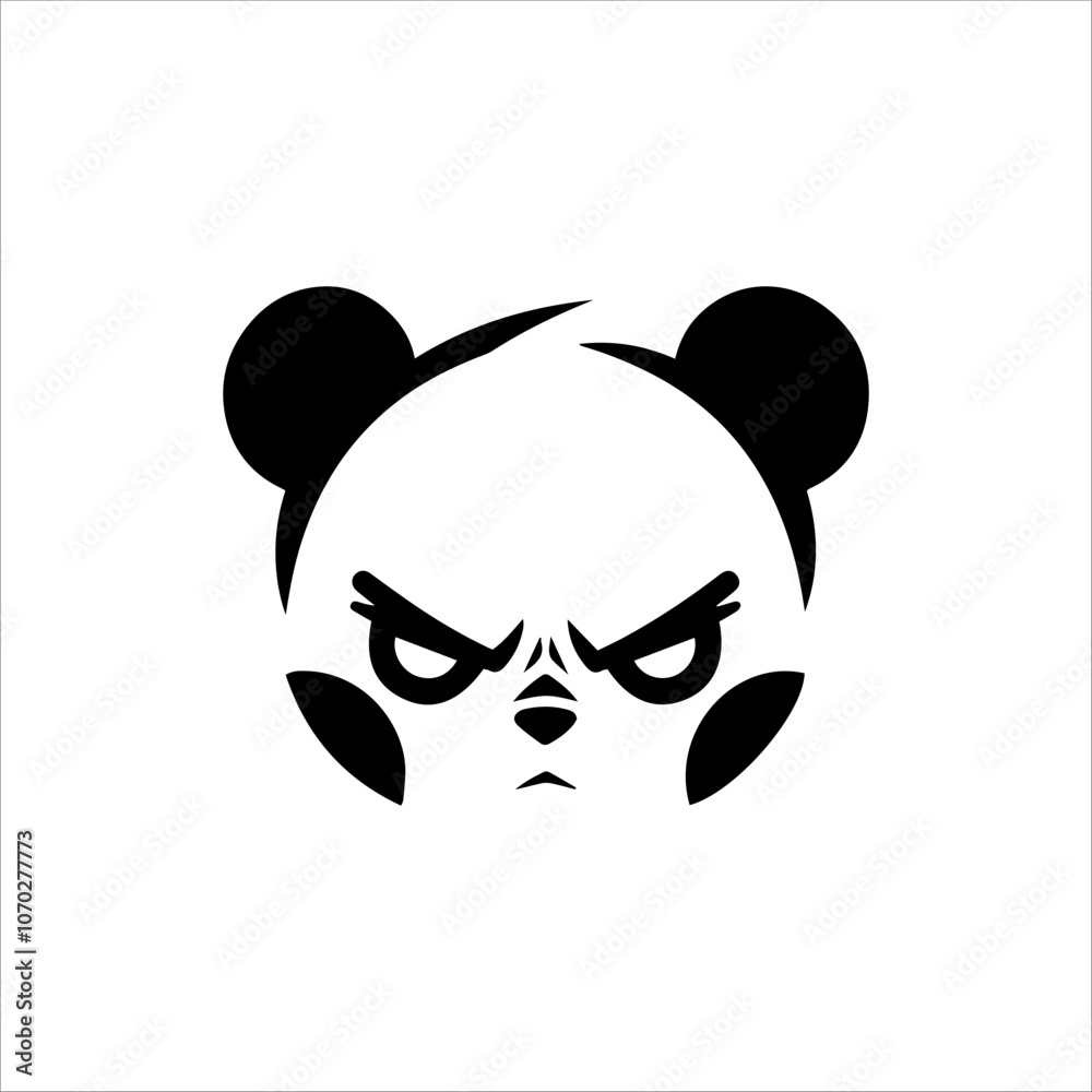 Panda Angry Face Black And White Line Art Vector Panda Angry Face Black And White Line Art Vector
