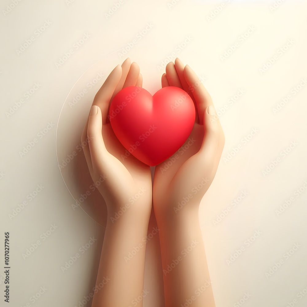 Gentle Hands Cradling a Heart Symbolizing Love and Support isolted in white background Gentle Hands Cradling a Heart Symbolizing Love and Support isolted in white background
