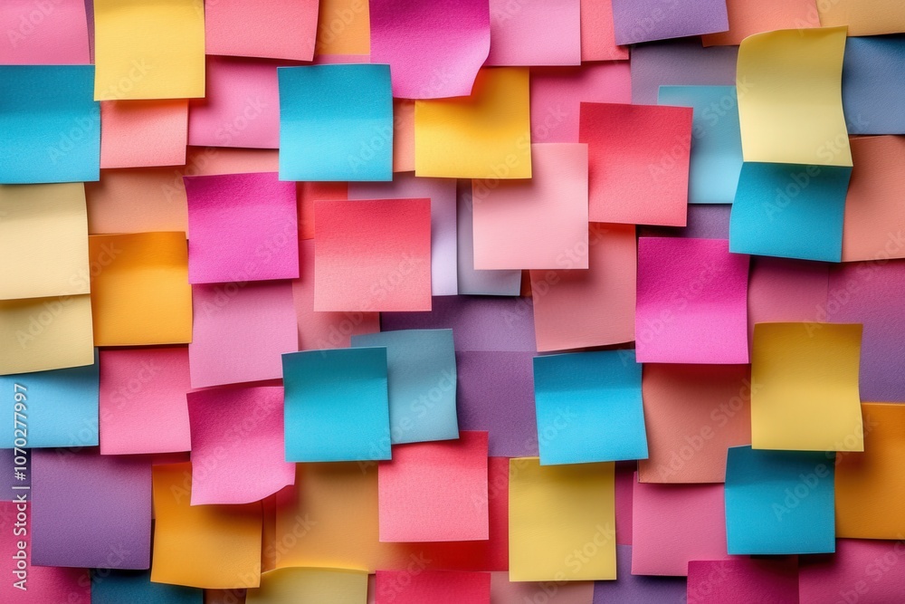many colorful clean sticky notes on the wall. many colorful clean sticky notes on the wall.
