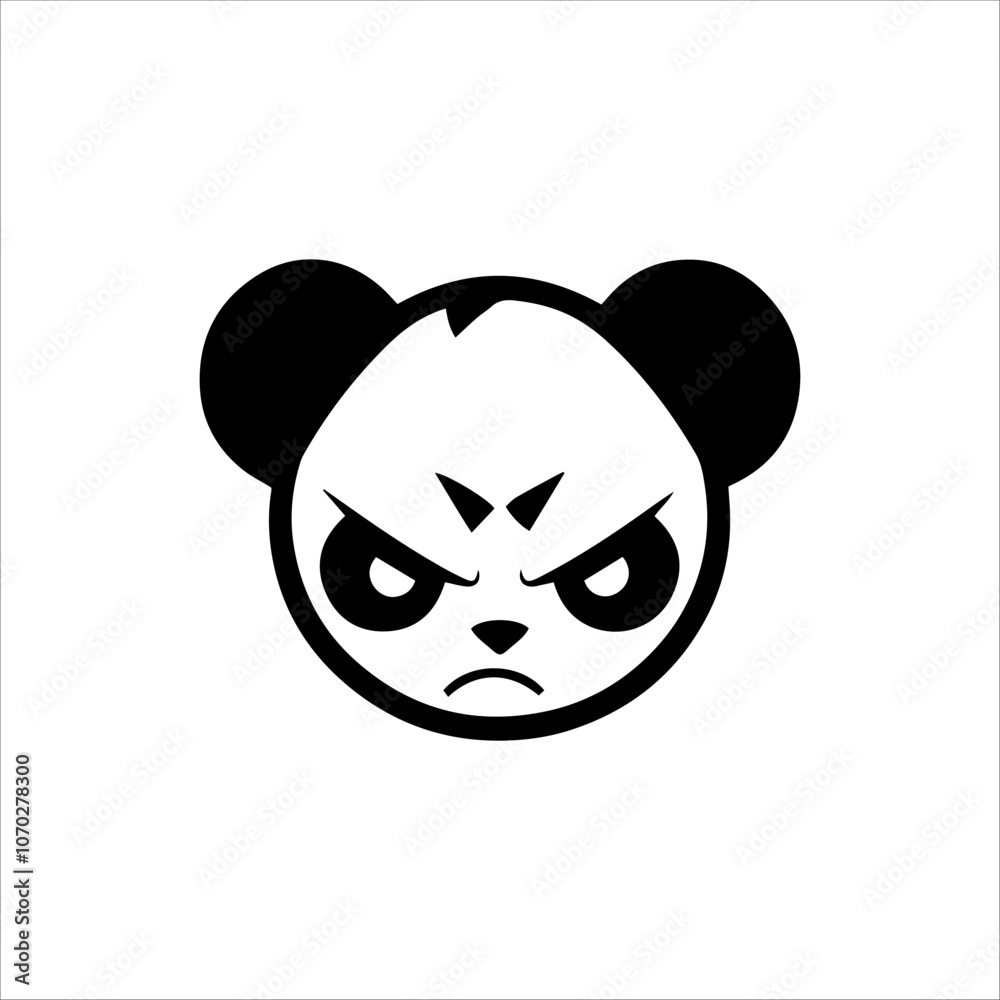 Panda Angry Face Black And White Line Art Vector Panda Angry Face Black And White Line Art Vector