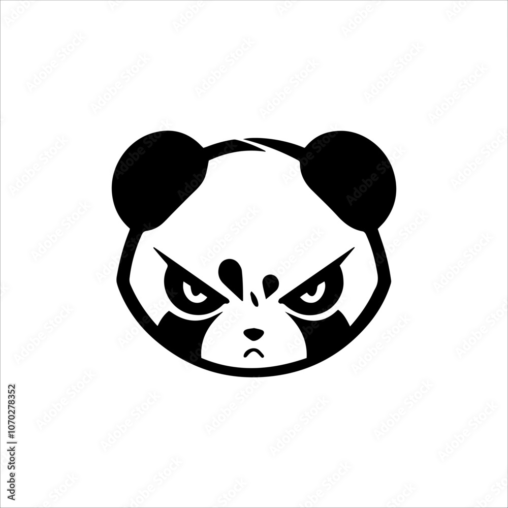 Panda Angry Face Black And White Line Art Vector Panda Angry Face Black And White Line Art Vector