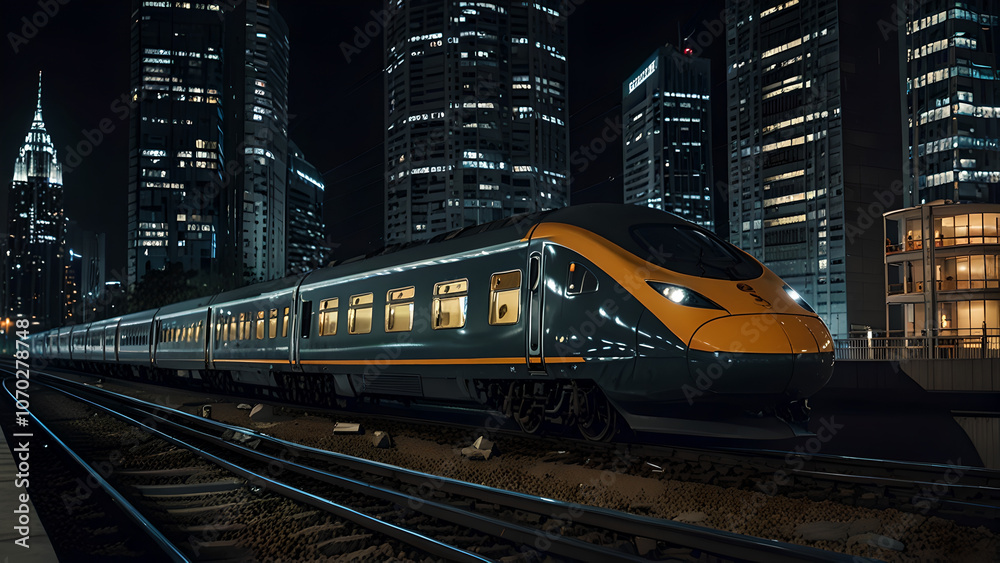 Naklejka premium train in the city