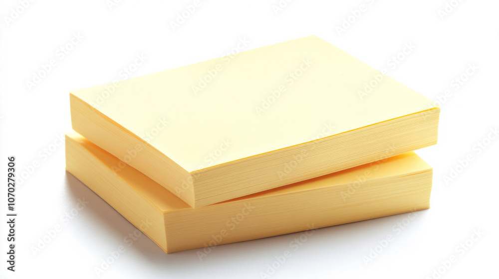 Yellow notepad stack on a white background showcasing a simple and clean stationery display for notes and reminders Yellow notepad stack on a white background showcasing a simple and clean stationery display for notes and reminders