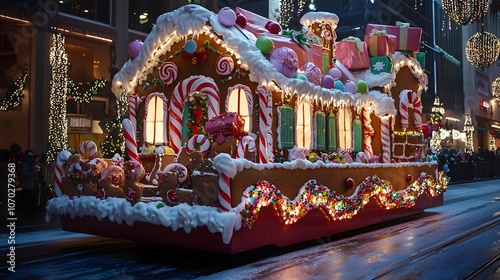 Gingerbread House Float in Christmas Parade