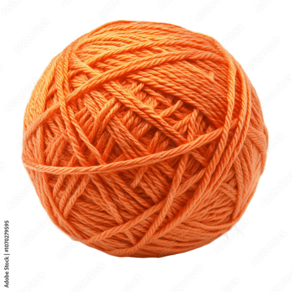 Orange ball of yarn isolated on the background. Yarn clipart on a transparent background. Generative AI. Orange ball of yarn isolated on the background. Yarn clipart on a transparent background. Generative AI.