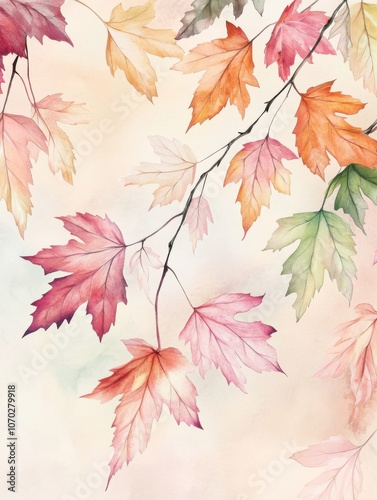 Elegant Watercolor Autumn Leaves Art Print – Perfect for Nature-Inspired Home Decor