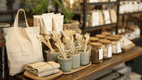 Eco-Friendly Products Displayed on Retail Shelf