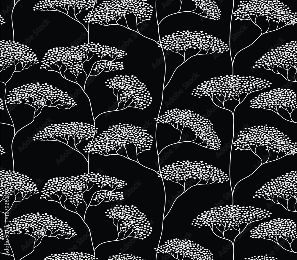 Abstract flower seamless pattern. brush floral background.