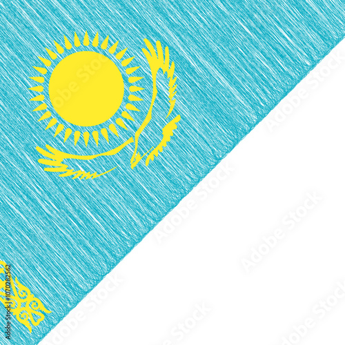 Kazakhstan Independence Day December 16. Scribble style Kazakhstan flag vector background. Poster, card, banner. Copy space.