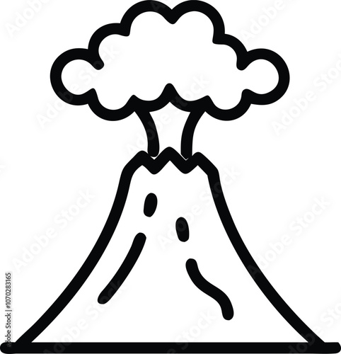 Volcano eruption line icon