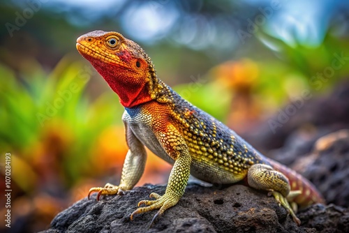 Natural encounters with the Galapagos Lava Lizard (Microlophus albemarlensis) captured on camera. photo