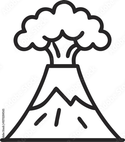 Volcano eruption line icon