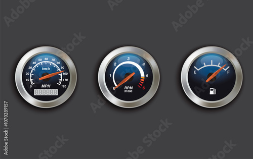 Gauge automobile 3d on gray background for decoration