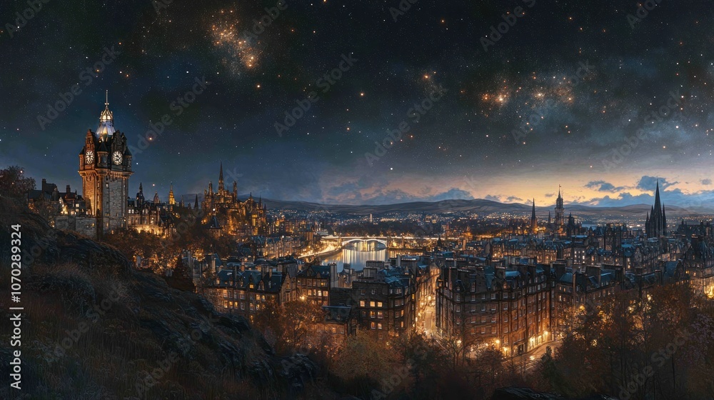 Obraz premium Edinburgh Night Sky