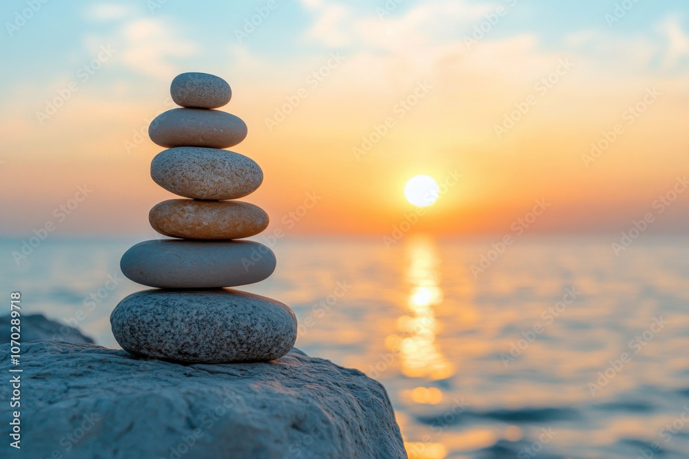 Stones standing on top of each other against a sunset background Stones standing on top of each other against a sunset background