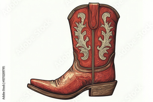 cowboy boot seen from profile poster in the style