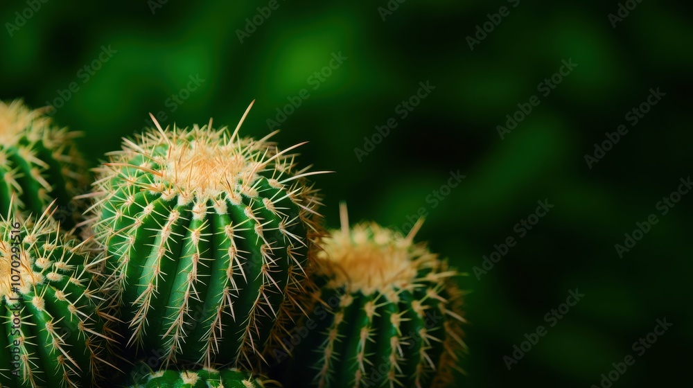 Close-up of vibrant green cactus with golden thorns, showcasing the beauty of desert plants in a natural setting. Close-up of vibrant green cactus with golden thorns, showcasing the beauty of desert plants in a natural setting.