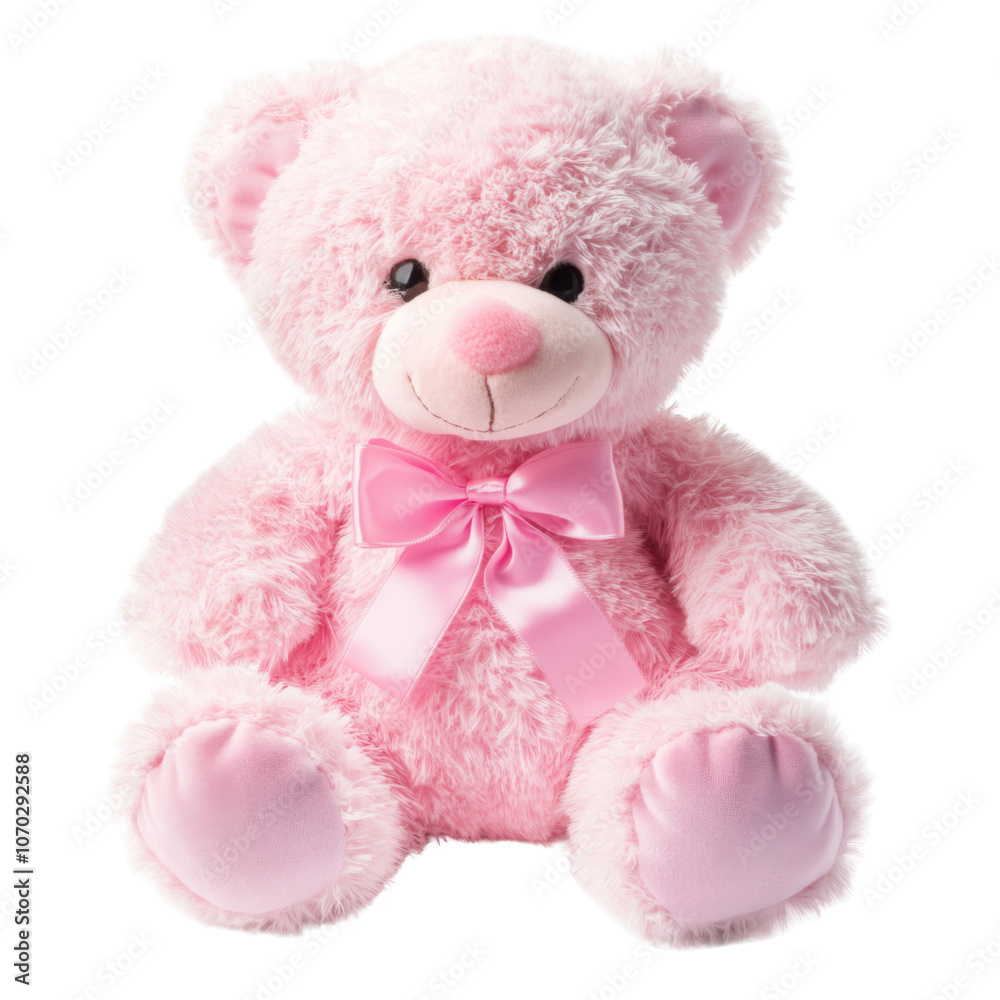 Pink teddy bear isolated on the background. Bear toy clipart on a transparent background. Generative AI. Pink teddy bear isolated on the background. Bear toy clipart on a transparent background. Generative AI.