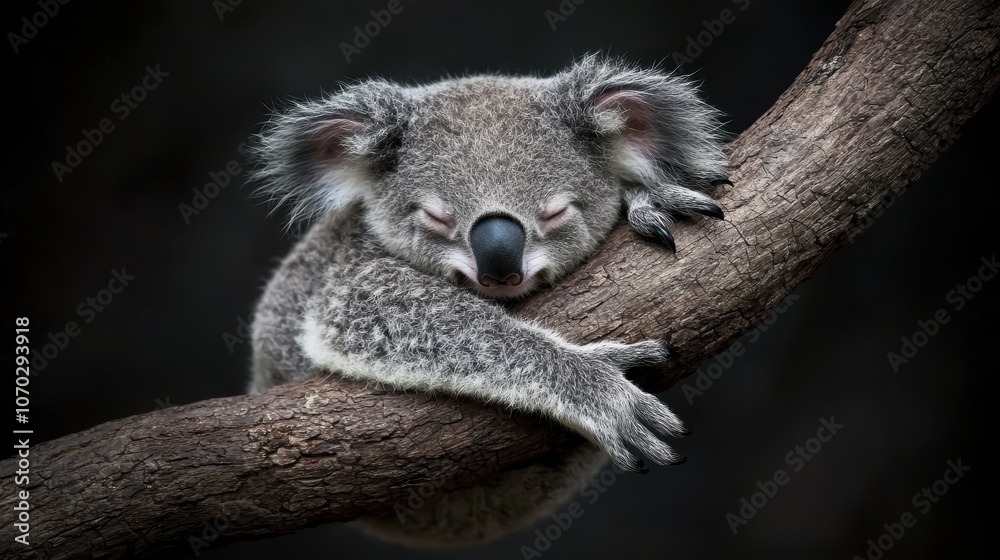 Obraz premium Resting Koala on a Branch in Natural Habitat