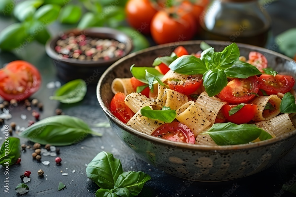 Fresh Italian Rigatoni Pasta Salad with Basil and Tomatoes Perfect for a Summer Feast Fresh Italian Rigatoni Pasta Salad with Basil and Tomatoes Perfect for a Summer Feast