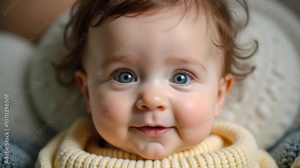 Closeup portrait of a baby's face with soft light Closeup portrait of a baby's face with soft light