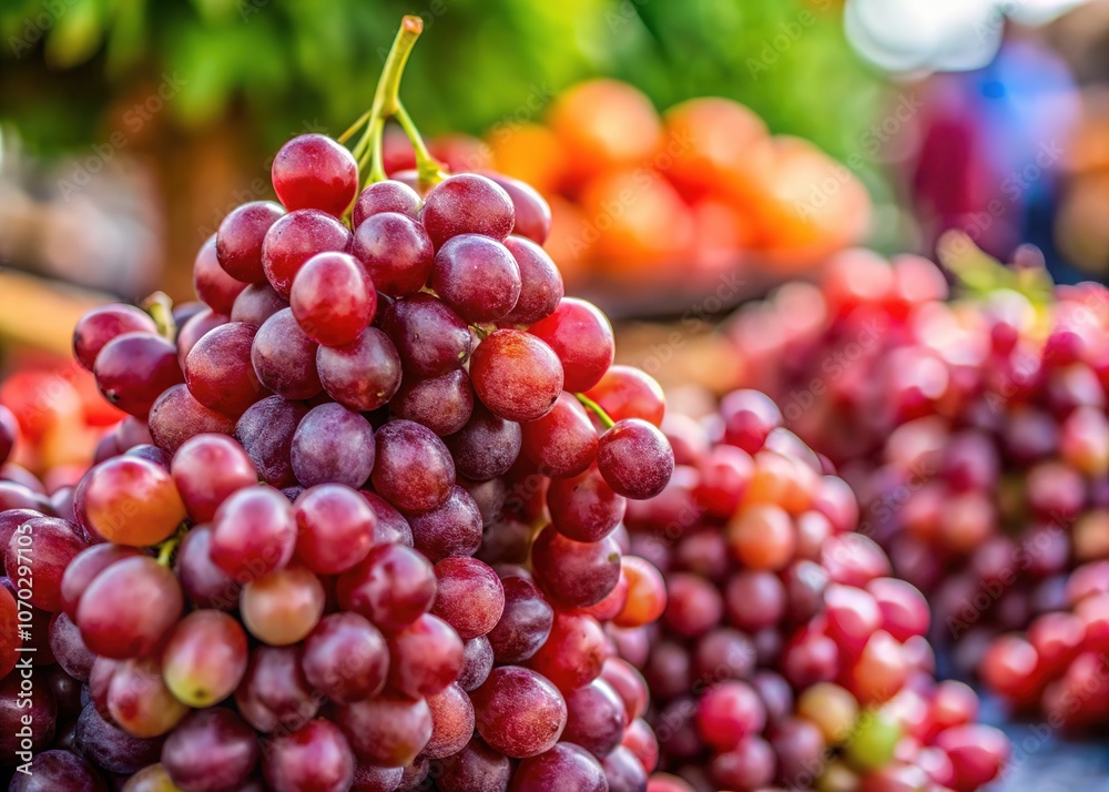 Thai Market Red Grapes Bokeh, Fresh Produce, Retail Sale Thai Market Red Grapes Bokeh, Fresh Produce, Retail Sale