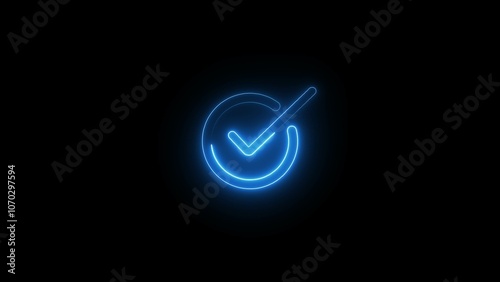  Neon Positive Tick Mark Symbol Illustration Background.