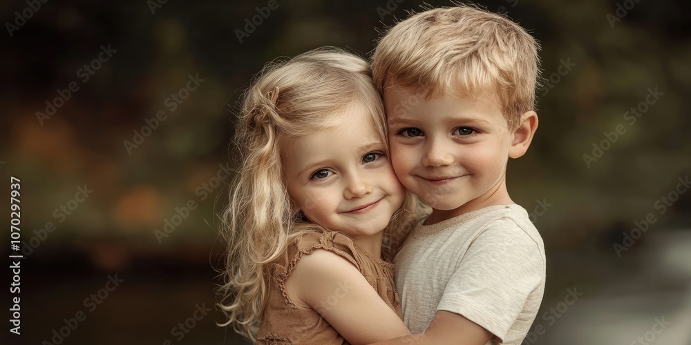 Adorable young boy with his sister Adorable young boy with his sister